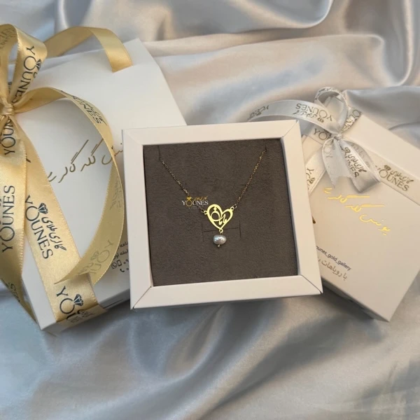 گردنبند طلا مامان قلب مرواریدی